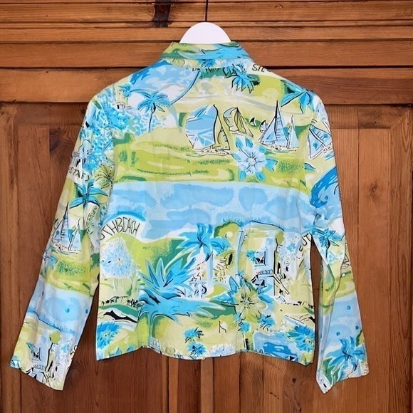 KEREN HERT Blue & Green Sailboat sequins Shirt Sz. S - Picture 8 of 17
